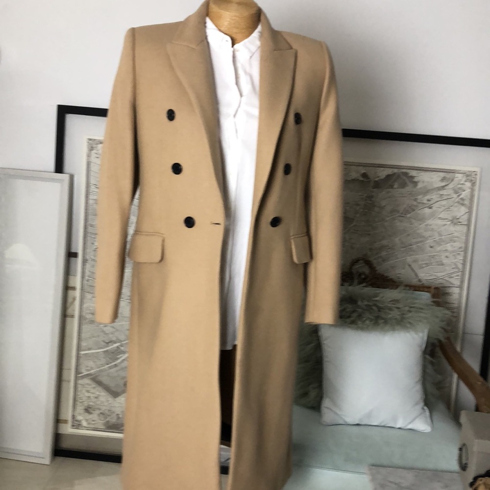 Zara Manteco Coat oversized camel wool  double breasted Size XS - Picture 9 of 11